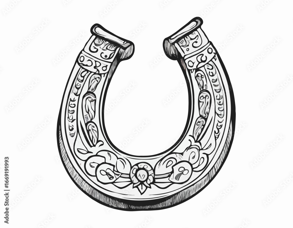 Ταπετσαρία horseshoe lucky icon element. Cartoon doodle sketch style