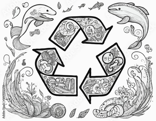 Doodle Recycle Symbol, excellent illustration