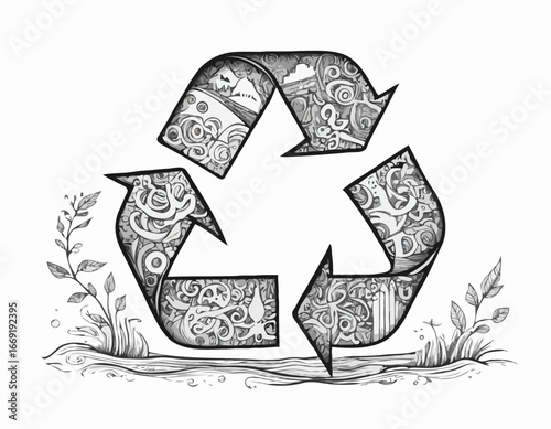 Doodle Recycle Symbol, excellent illustration