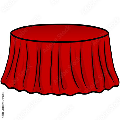 Red Round Table and Cloth Illustration Vector