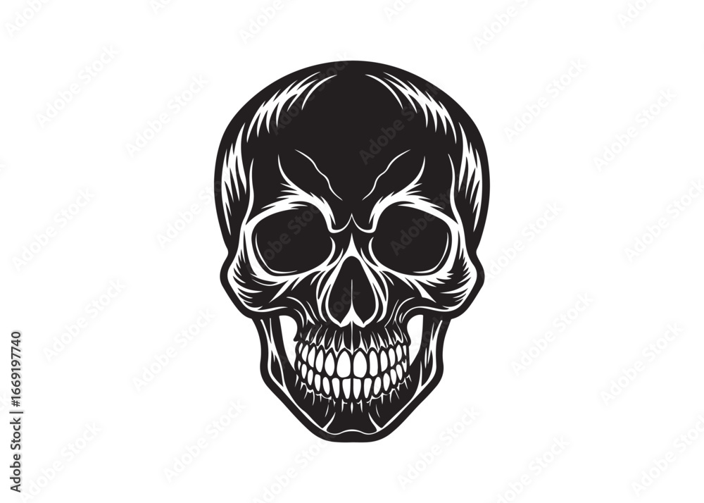 Fototapeta premium Scary Skull Silhouette Vector Illustration for Halloween Design Projects.
