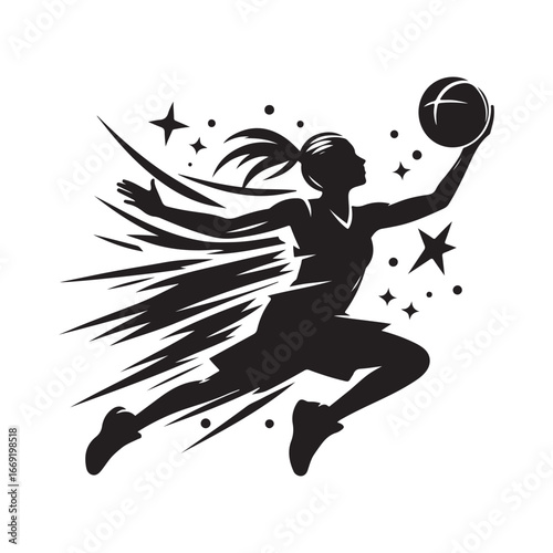 basketball players vector silhouette outline logo design concept illustration