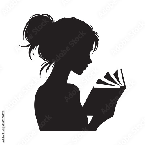 students with books silhouette clip art logo design concept illustration 