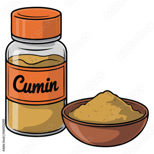 Cumin spice plant illustration cartoon style isolated vector illustration on white background