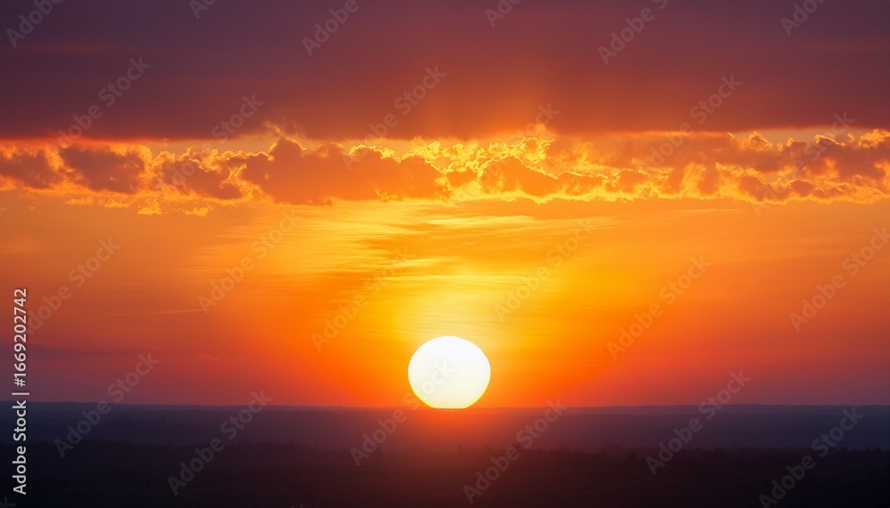 Obraz premium a beautiful sunset with a large sun in the sky