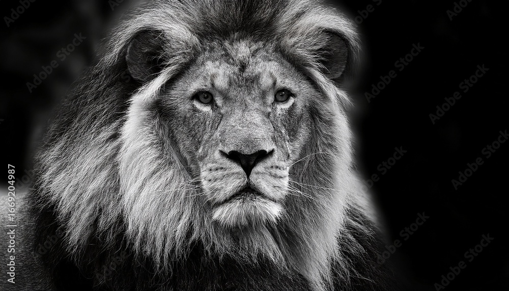 Fototapeta premium bold black and white lion