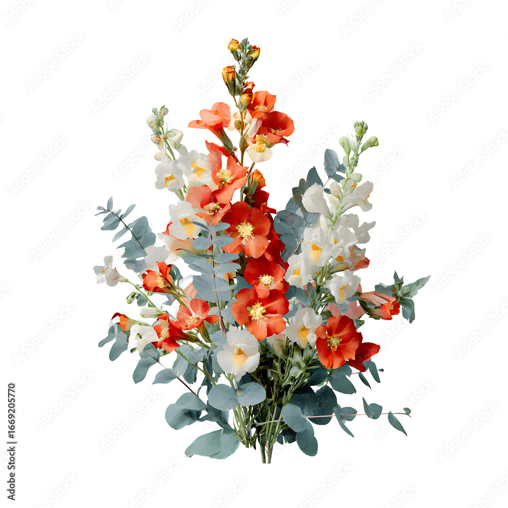 Fototapeta premium Elegant floral arrangement featuring vibrant snapdragons on a contrasting black backdrop