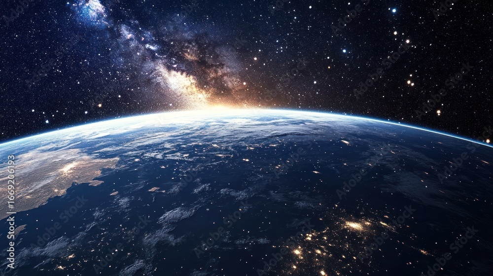 Fototapeta premium Earth from space, Milky Way