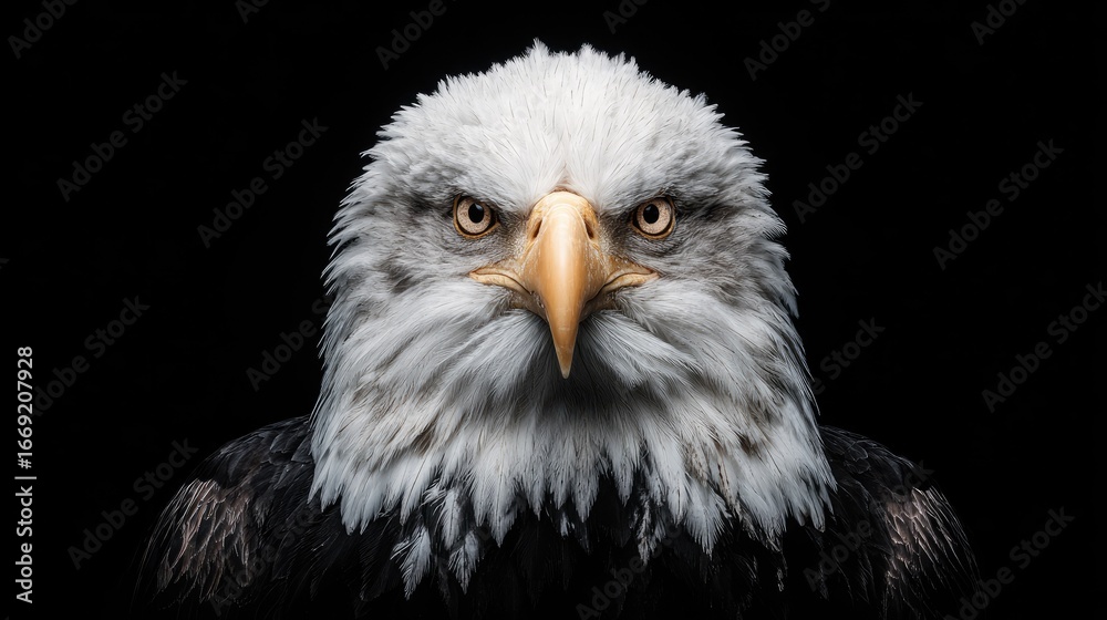 Naklejka premium Close-up portrait of a majestic bald eagle.