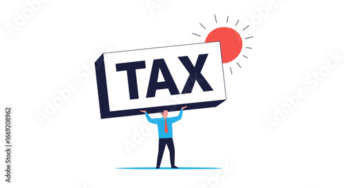 Businessman struggling with tax burden under the pressure of financial obligations concept