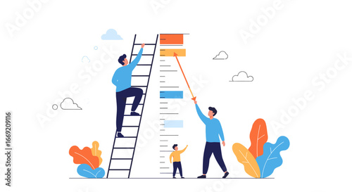 Teamwork achieving goals, reaching new heights, and celebrating success in a collaborative effort