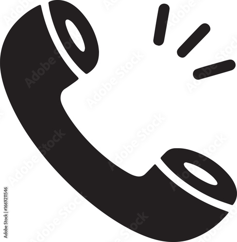 Ringing Telephone Handset Silhouette Symbolizing Communication and Connection with Transparent Backdrop