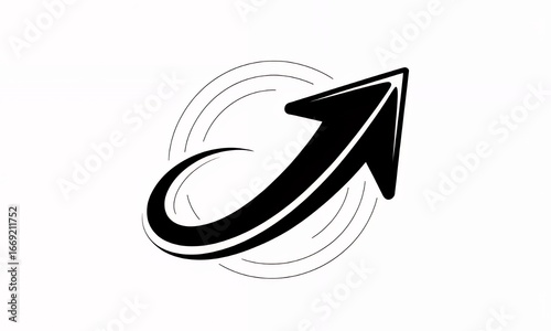 Abstract Black Arrow Icon, Upward Trend, Growth Symbol, Success Graphic, Vector Illustration, Business Design Element