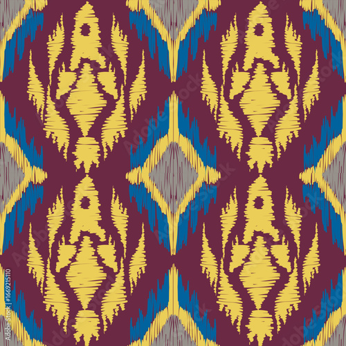 Ikat hand drawn in dark tone , Motif ethnic floral seamless textil, embroidery, print striped ornament floral, pattern, design for wrapping, silk, scarf, background, textile