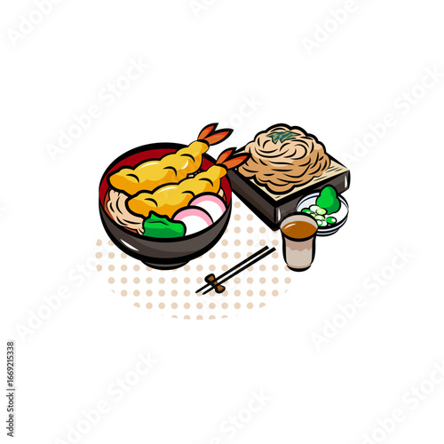 年越しそば｜使える季節行事素材シリーズ(秋)｜ポップなワンポイントイラスト