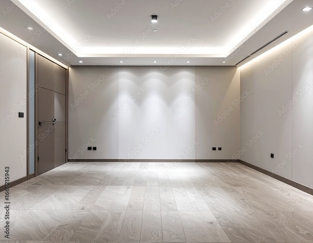 Obraz premium Empty Minimalist Room with Overhead Lighting 