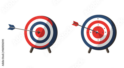 Two targets with arrows on white background for business or sport concepts