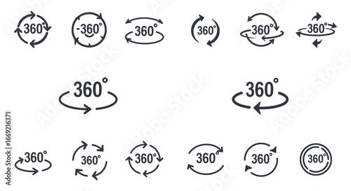 Collection of 360 degree rotation arrows and symbols