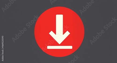 Free Download Red circle with down arrow and line symbol on a grey background - GFXLoad