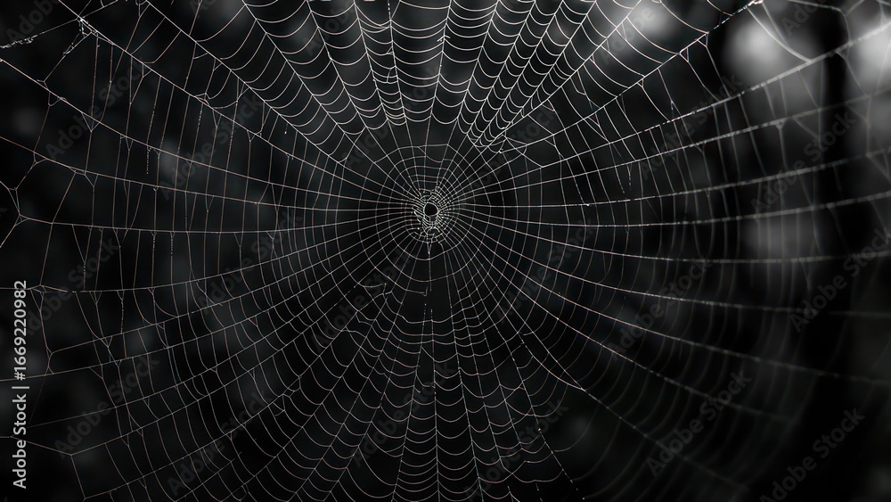 Obraz premium Spiderweb in dark forest