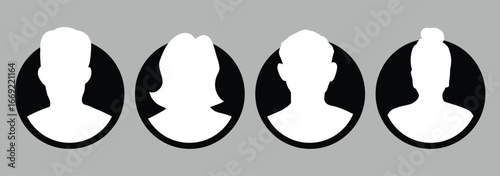 Collection of various silhouette headshots.  Vector Minimalist Design With A Professional Touch. user profile of different occupational people silhouette. eps 10