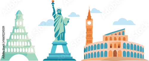 Vector icons representing travel