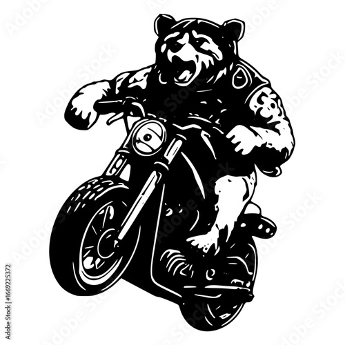 Cartoon character riding a motorcycle