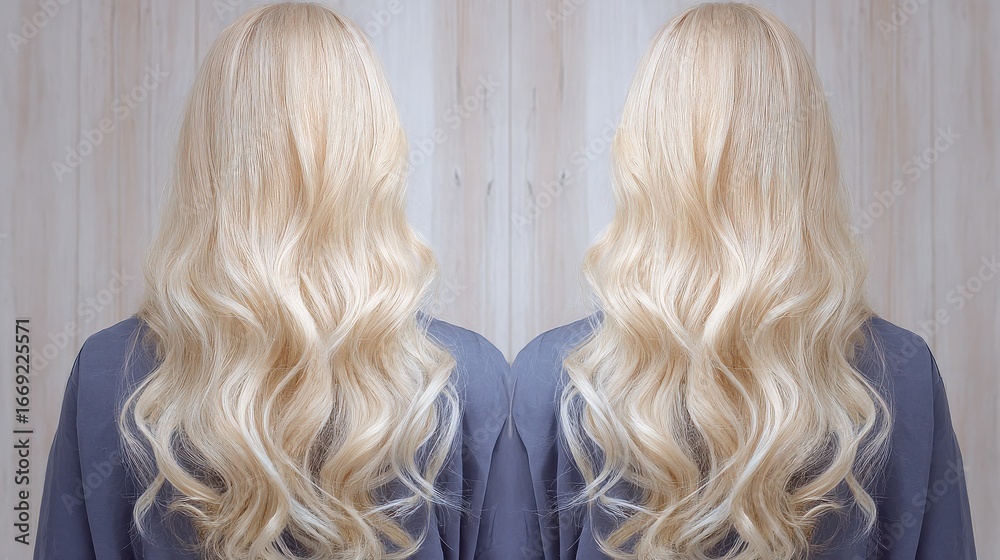 Naklejka premium Blonde to Lavender Ombre Waves in Professional Salon Photography