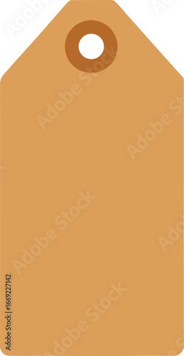 A brown paper tag placed on a clean white background, showcasing its texture and simplicity.