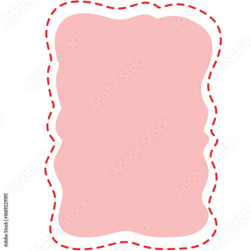 Pink rectangular bubble frame with red outline, perfect for text, banner, notes, comics, and decoration.