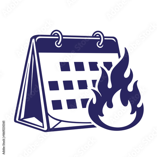 Conceptual illustration of a burning calendar representing deadlines or critical events