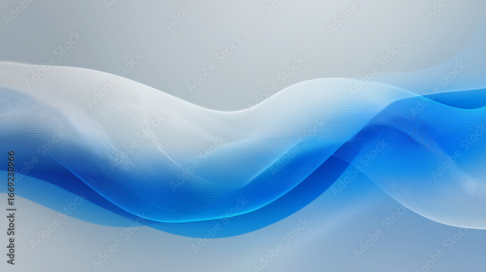 Obraz premium Abstract blue and white flowing waves ideal for modern designs. Suitable for backgrounds, branding, web design, and print materials.