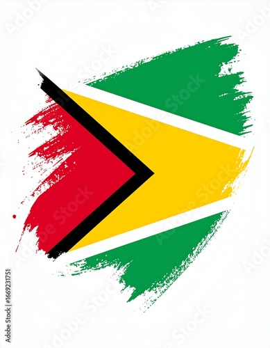 Guyana Flag, Paint Stroke, Artistic Design