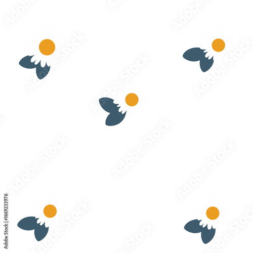 Flat 2d illustration of flying bees, symbolizing teamwork, pollination, ecology, biodiversity, honey, agriculture, environment, productivity, nature, balance, life, and sustainability.
