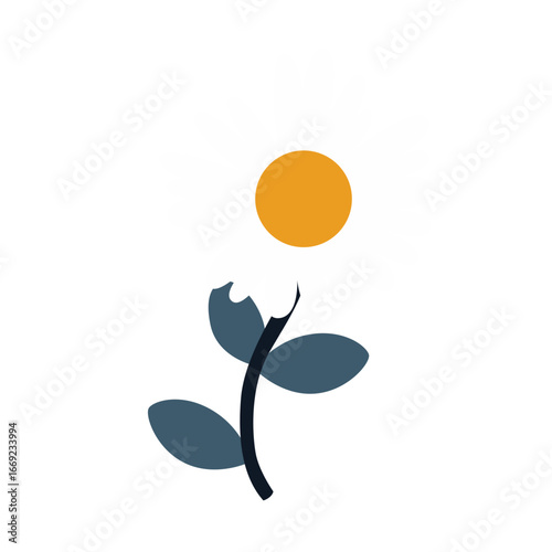 Flat 2d illustration of a sprouting flower plant, symbolizing growth, nature, environment, life, sustainability, renewal, ecology, hope, progress, and development.
