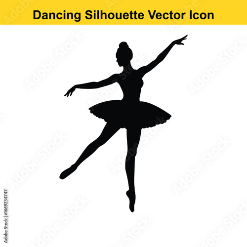 Black ballerina silhouette performing graceful dance