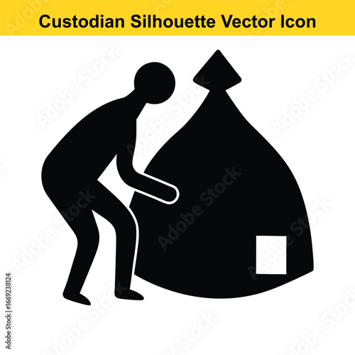 Person collecting large trash bag black silhouette