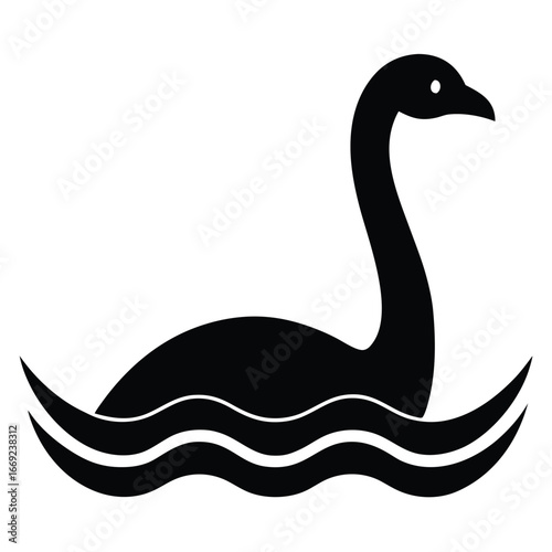 Plesiosaur swimming through wavy water loch ness monster