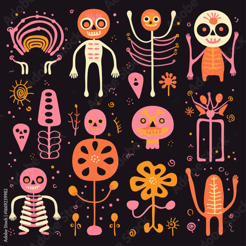 Simple abstract skeleton cliparts