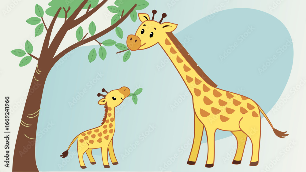 Obraz premium A wild giraffe with a long neck and brown spots stands in the grass, a tall and cute safari animal
