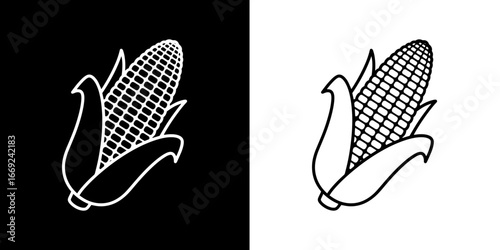 Fresh corn on the cob outline, perfect for food blogs, recipes, and agricultural branding