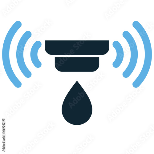 Smart water sensor icon vector for leak detection, water management, and home safety. Useful for illustrating a modern solution for conservation and home monitoring