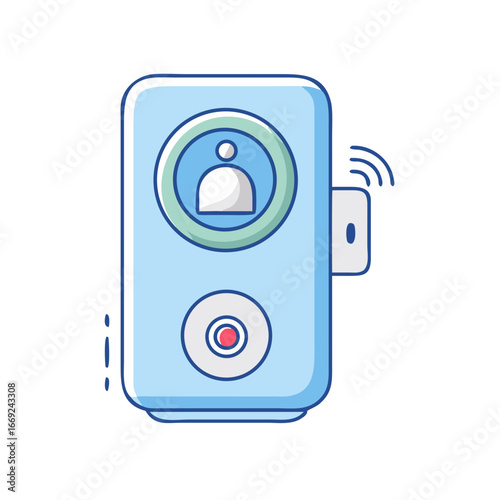 Smart door lock with video intercom and wireless connectivity illustration design