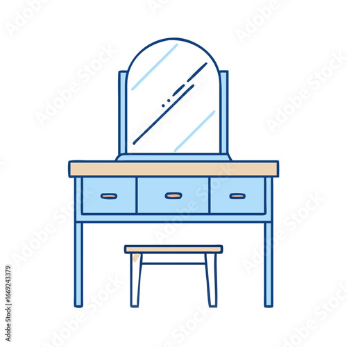 Five different styles of dressing tables with mirrors and drawers