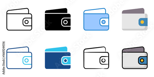 wallet icon set multiple style collection 
