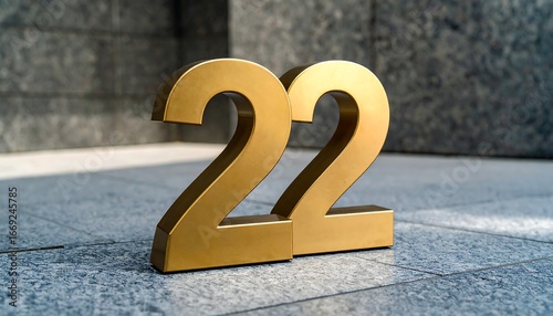 Golden Number 22 with Modern Building.