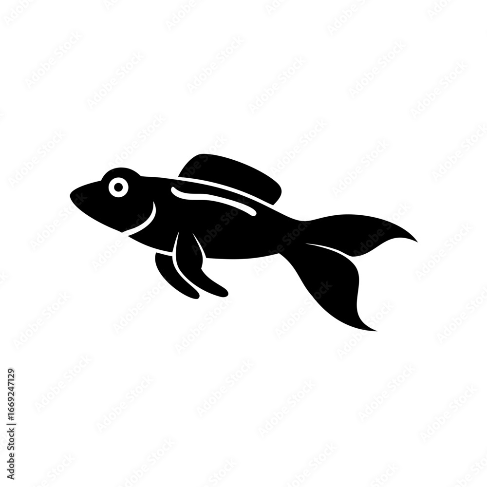 Fototapeta premium Black and white goldfish vector illustration for aquarium fish pet shop and aquatic animal design projects design 100