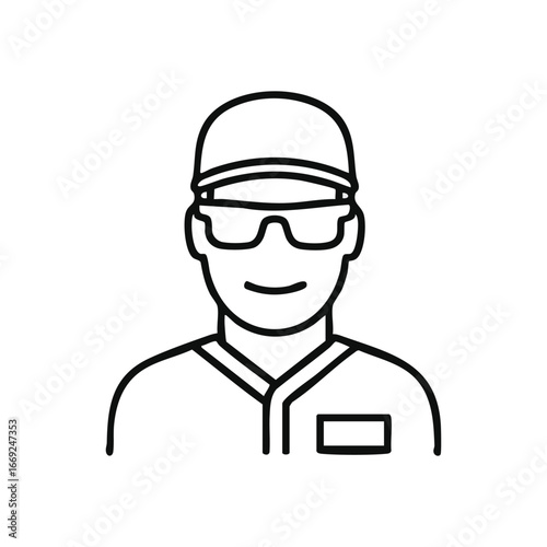 Friendly Worker Profile Graphic. Vector illustration of a kind individual wearing a cap and spectacles. This inviting symbol embodies expertise, trust, and service across diverse fields.