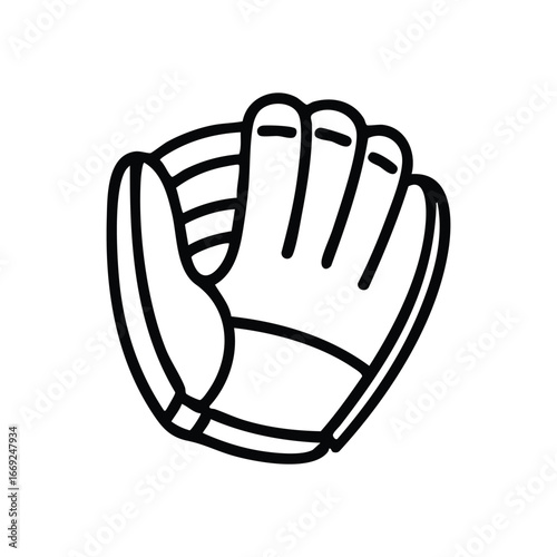 Baseball Sport Glove Icon. Clean line illustration of a fielder's mitt, symbolizing America's beloved ballgame, competitive spirit, and outdoor recreation.