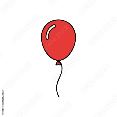 Vibrant Red Party Balloon. A cheerful crimson inflatable floats against a dark backdrop, symbolizing joy and festive occasions. Perfect for celebrations or playful designs.